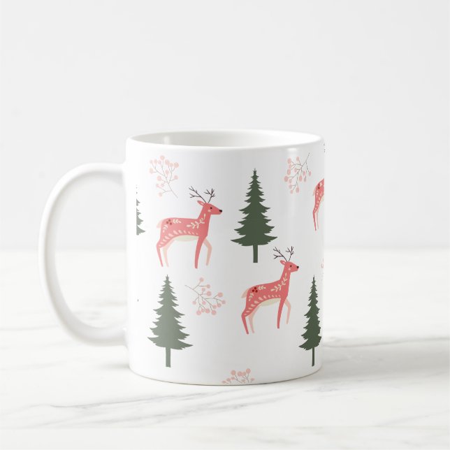 Café Mug de Noël de rennes roses (Gauche)