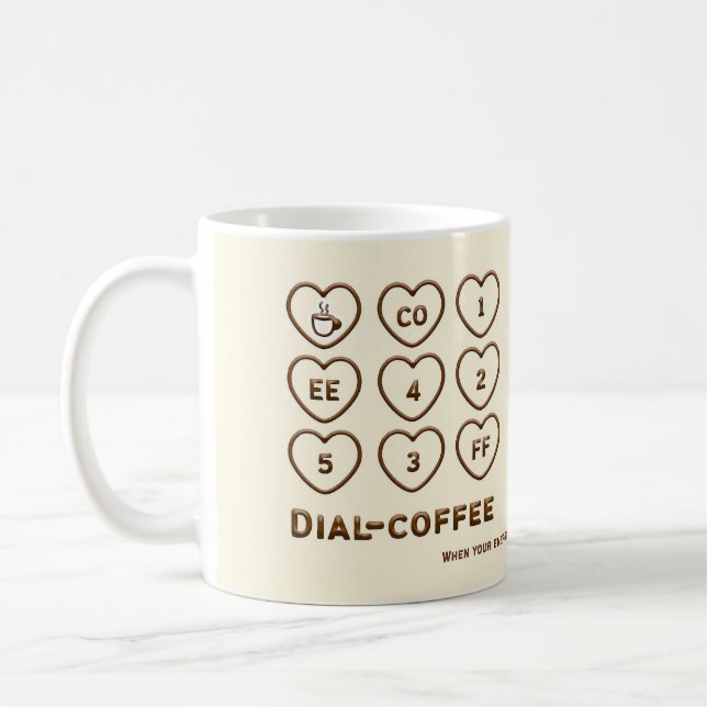 Café Mug - Dial Café Drôle Coeur Bouton Design (Gauche)
