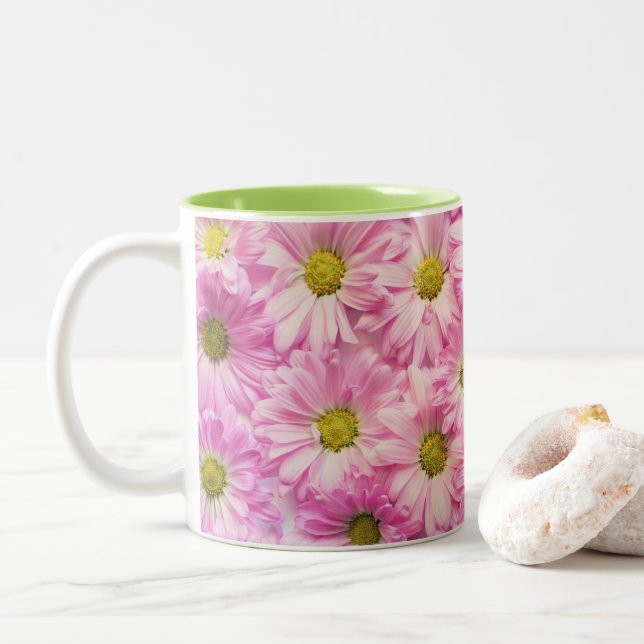 Café Mug - Gerbera rose Daisis (Avec donut)