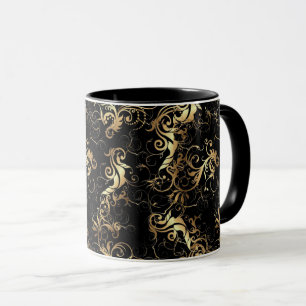 CAFÉ MUG GOLDEN FEAF BAROQUE DESIGN