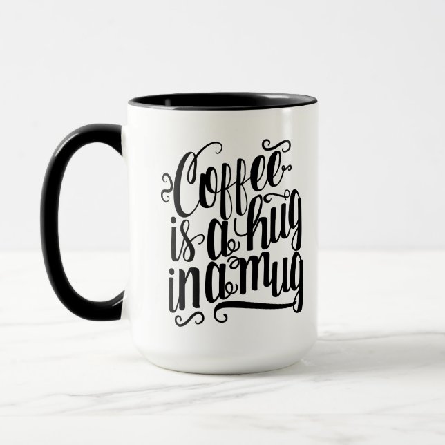 Café Noir Et Blanc Est Amoureux Dans Une Mug (Gauche)