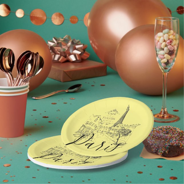 Cafe Paris   Assiettes en carton (Multi)