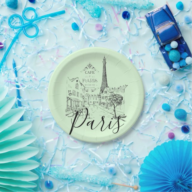 Cafe Paris   Assiettes en carton (Fête)