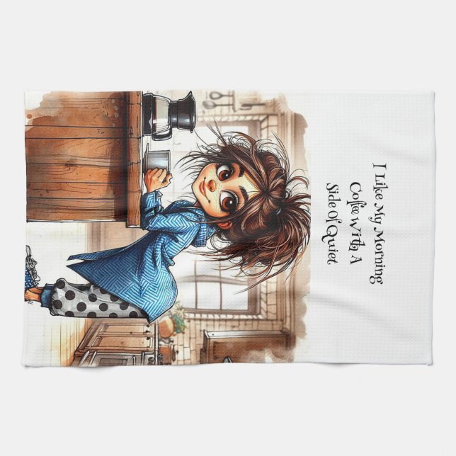 Café Quirky Lady Côté De Serviettes De Cuisine Tra (Horizontal)