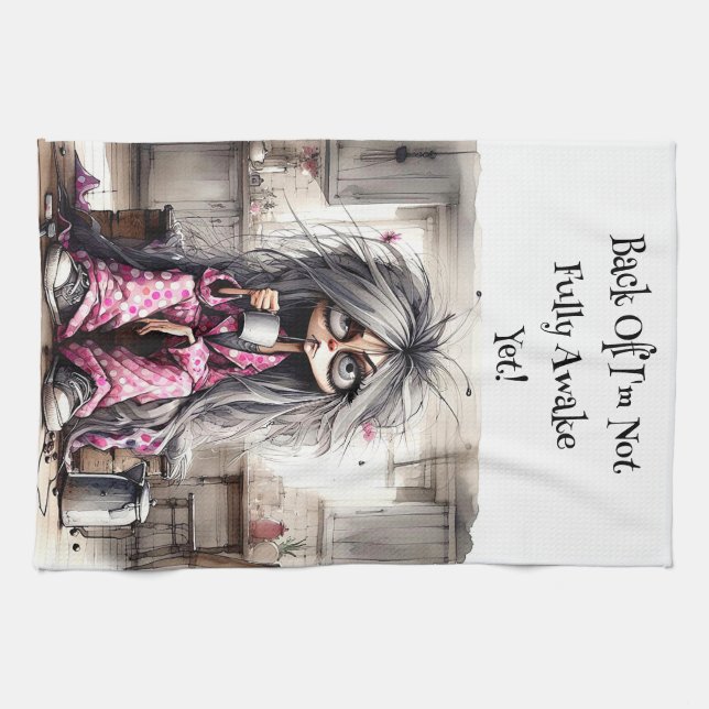 Café Quirky Lady Retour De Serviettes De Cuisine (Horizontal)