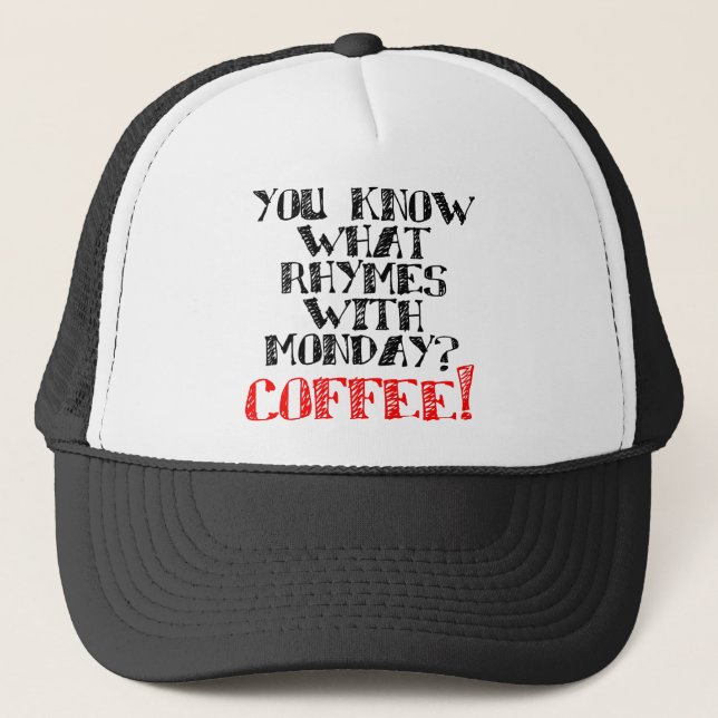 Café rimes avec lundi Funny Ball Casquette Casquet (Devant)