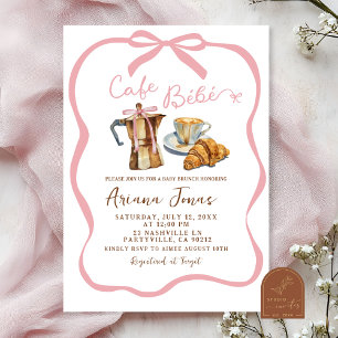 Café rose Bébé Girl Brunch Shower Invitation