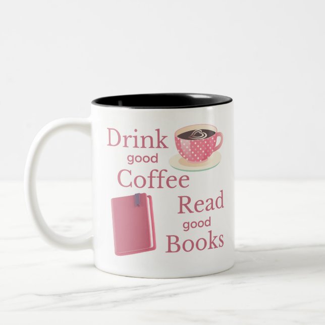 Café rose et Mug d'amour du livre (Gauche)