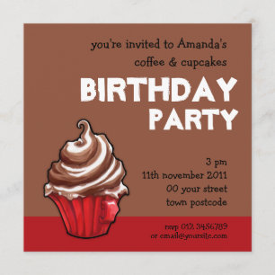 Café rouge Cupcake café Anniversaire Invitation