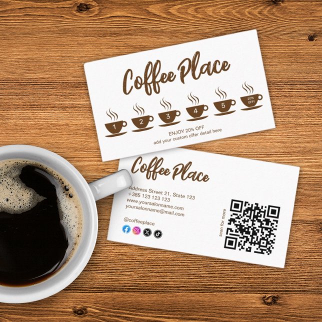 Café Shop moderne QR Code Carte de fidélité (Créateur téléchargé)