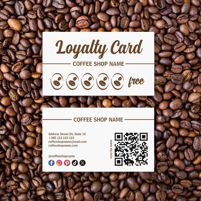 Café Shop Simple QR Code Carte de fidélité (Créateur téléchargé)