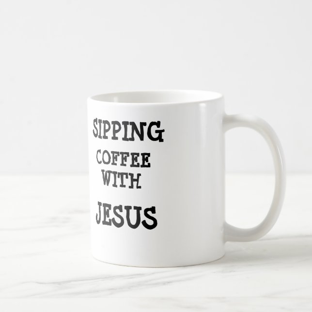Café sirotant avec la tasse de Jésus (Droite)