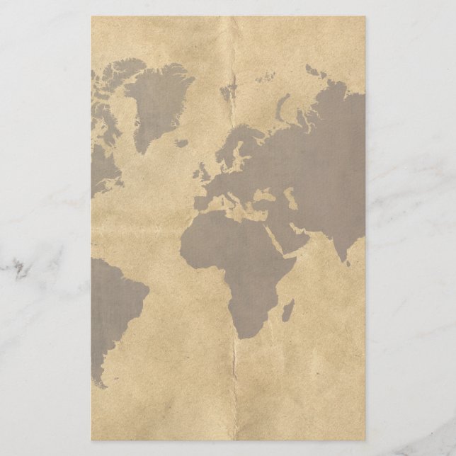 Café sur la carte de papier du monde de style (Devant)