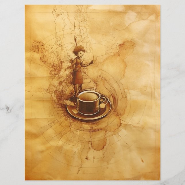 Café taché dame et tasse de café (Devant)
