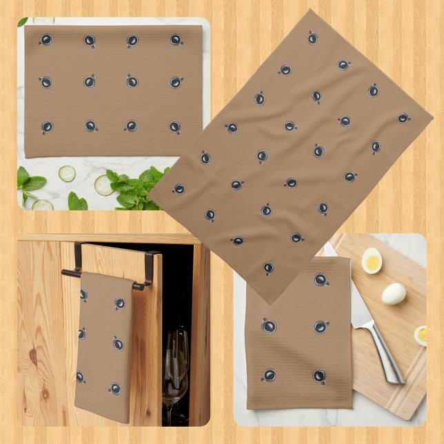 Café Tasses à motif Serviette de cuisine Brown (Créateur téléchargé)