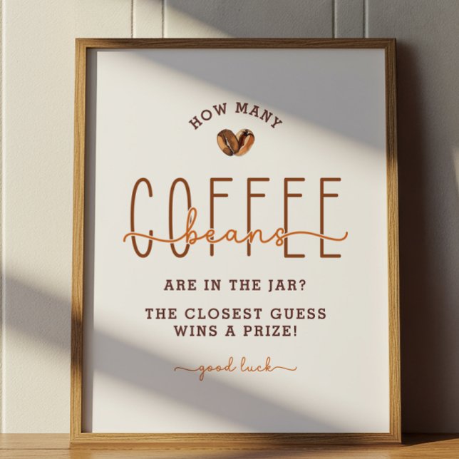 Café Thème Baby shower Guesser Jeu (Number of coffee beans shower game)