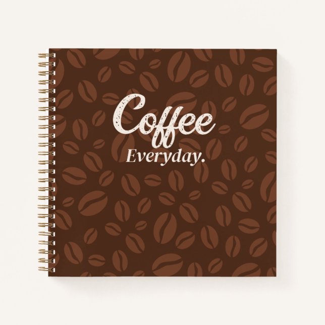 Café tous les jours. Cahier marron grains de café (Devant)