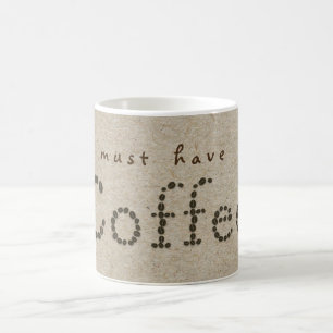 CAFÉ typographie de haricot kraft naturel tasse de