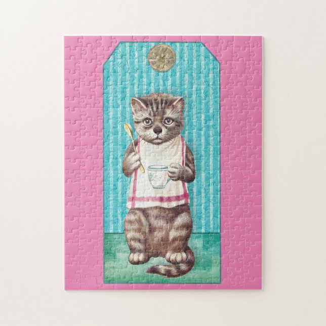 CAFÉ vintage CAFÉ CAT CARTOON JIGSAW PUZZLE (Vertical)