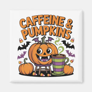 Caféine et Citrouilles - Aimant de design Hallowee