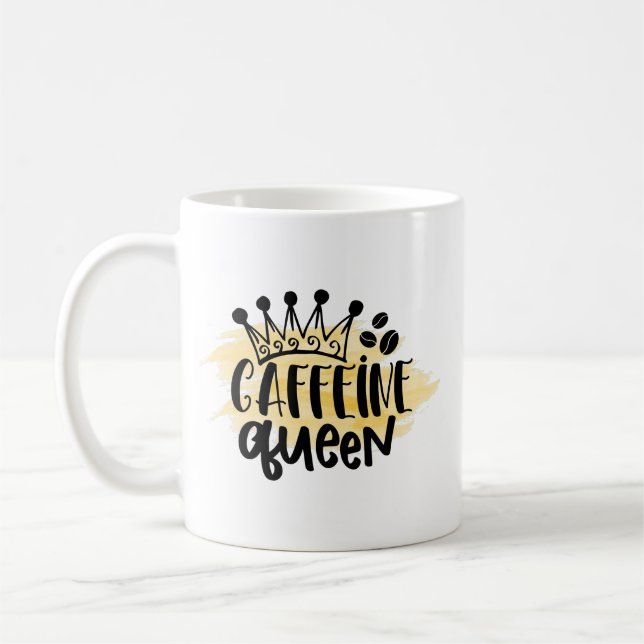 Caféine Mug café Queen - Drôle cadeau pour elle (Gauche)