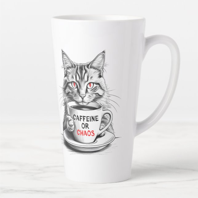 Caffeine Or Chaos Cat Coffee Lover Mug (Droite)