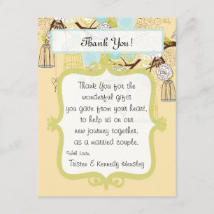 cage à oiseaux florale du carte de remerciements