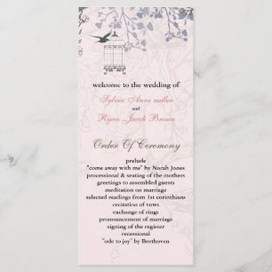 cage d'oiseau rose floral, programmes de mariage i