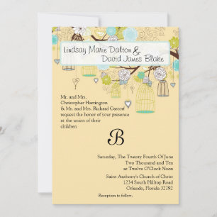 Cage Faire-part de mariage d'oiseaux floraux 5x7