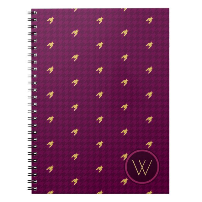 Cahier à carreaux Houndstooth Rose avec Accent Dor (Devant)