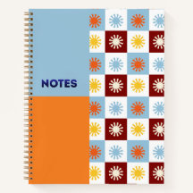 Cahier à carreaux Soleil levant bleu ciel orange -