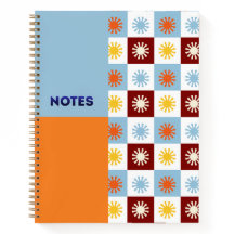 Cahier à carreaux Soleil levant bleu ciel orange -