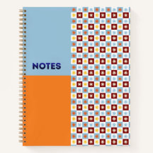 Cahier à carreaux Soleil levant bleu ciel orange -