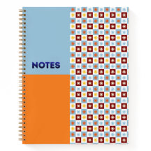 Cahier à carreaux Soleil levant bleu ciel orange -