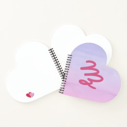 Cahier à coeur en aquarelle avec logo sur coucher
