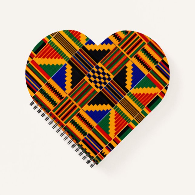 Cahier à coeur en tissu Kente (Devant)