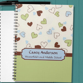 Cahier à coeurs gribouillés au citron et au cacao