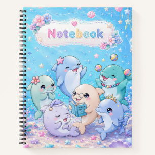 Cahier à couverture rigide avec amis dauphins mign