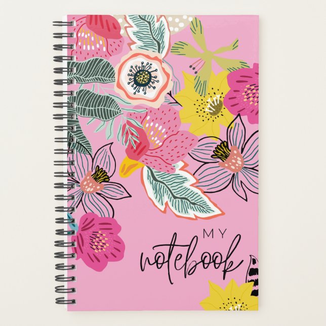 Cahier à couverture rigide floral – Journal esthét (Devant)