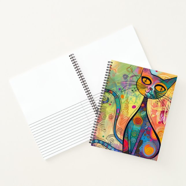 Cahier à croquis ligné Chat à double queue abstrai (Intérieur)