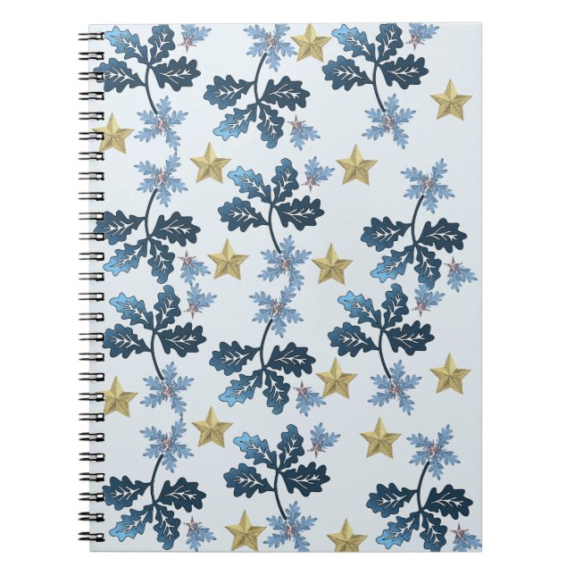 Cahier à feuilles bleues et étoile dorée. (Devant)