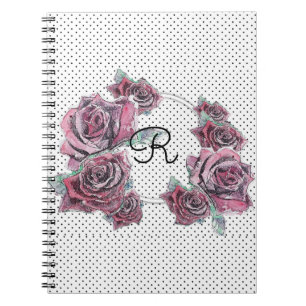Cahier à l'initiale de femme au point d'aquarelle