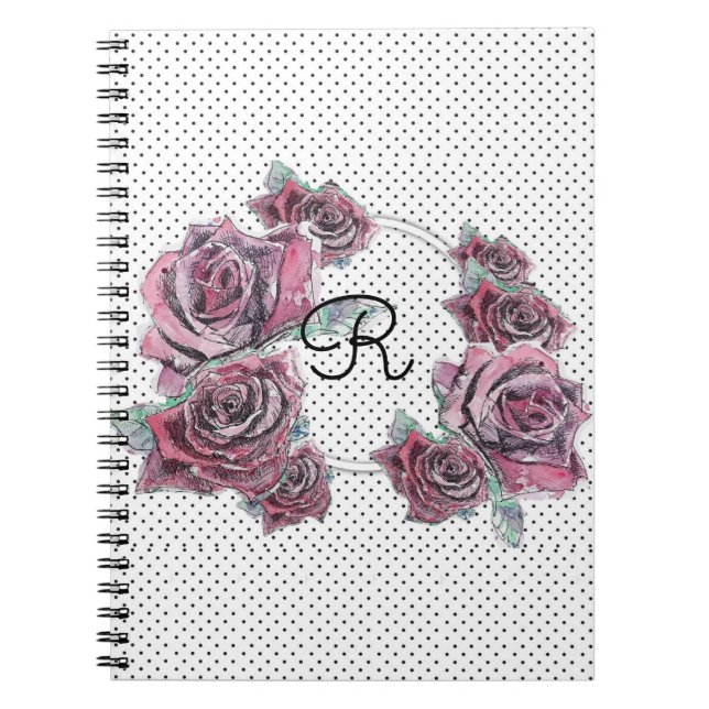 Cahier à l'initiale de femme au point d'aquarelle  (Devant)