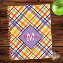 Cahier à monogramme à carreaux de l'école Bright V