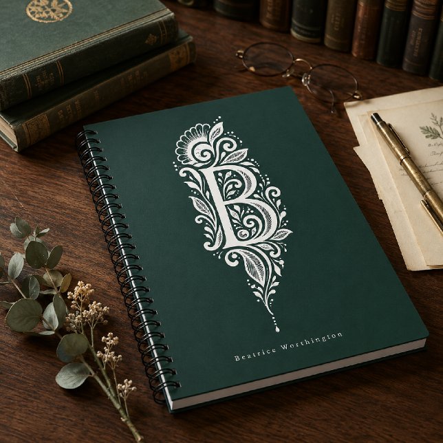 Cahier à monogramme botanique en linogravure Lettr (Créateur téléchargé)