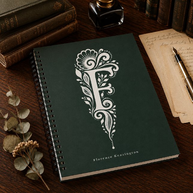 Cahier à monogramme botanique en linogravure Lettr (Créateur téléchargé)