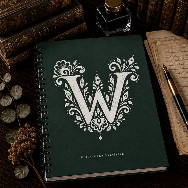 Cahier à monogramme botanique en linogravure Lettr (Créateur téléchargé)