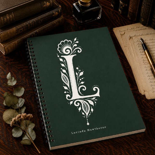 Cahier à monogramme botanique en linogravure Lettr (Créateur téléchargé)