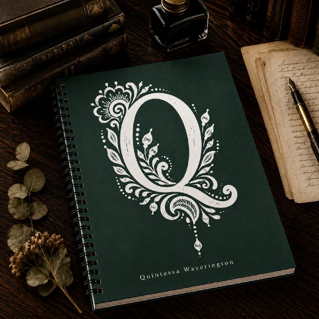 Cahier à monogramme botanique en linogravure Lettr (Créateur téléchargé)