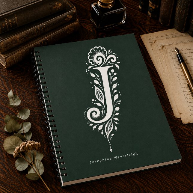 Cahier à monogramme botanique en linogravure Lettr (Créateur téléchargé)